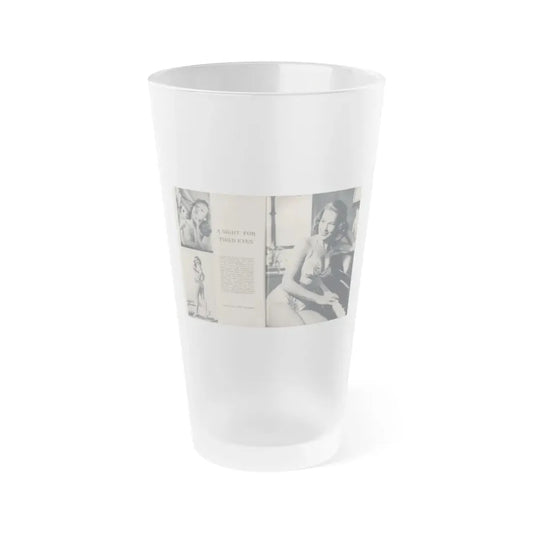 Penny Duncan #23 - [Pages 46 & 47] Pages 1 & 2 of 4 with, Penny+3 B&W Photos, Headline, Article & Caption from Climax Mag. Oct. '59 (Vintage Female Icon) Frosted Pint Glass 16oz 16oz Frosted - Go Mug Yourself