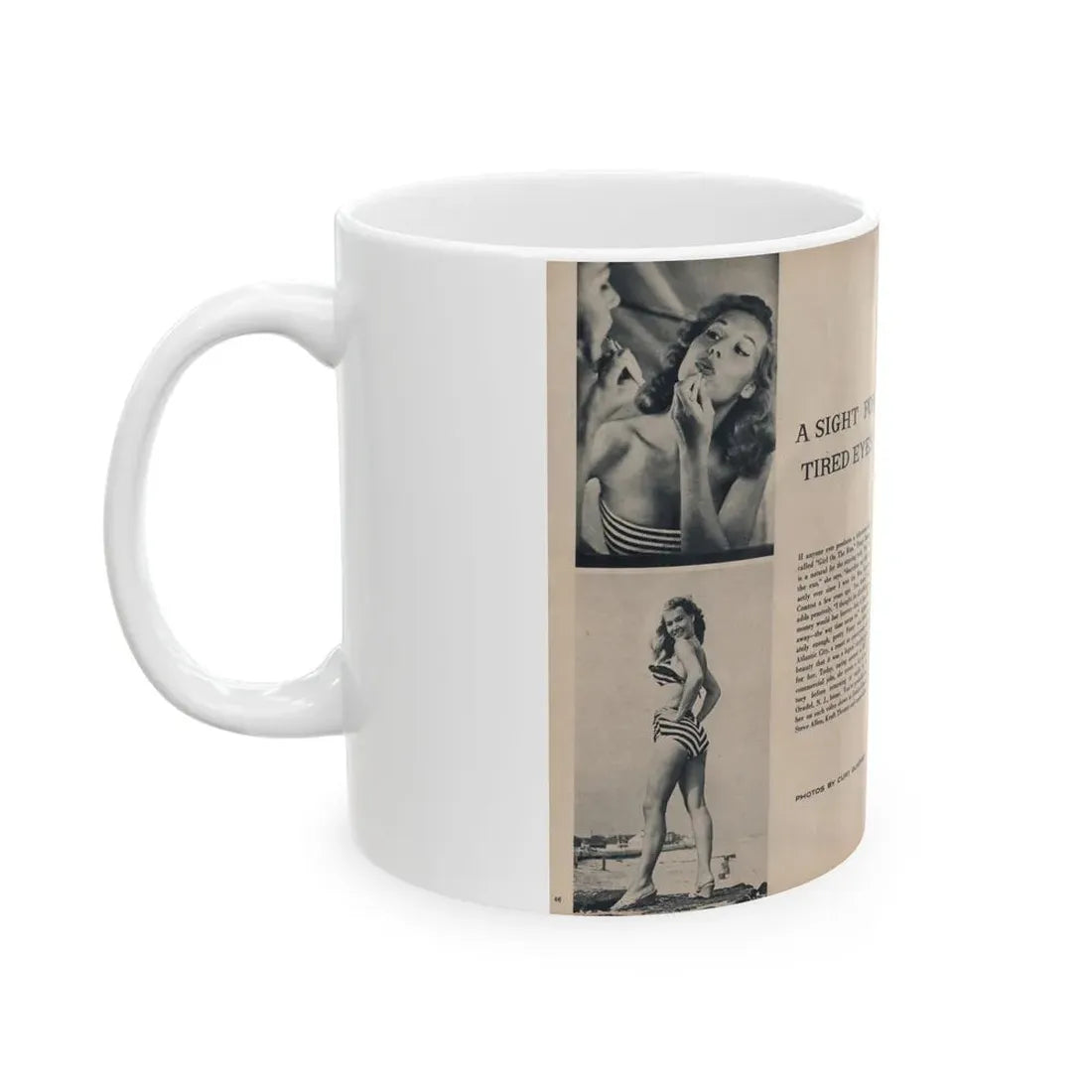 Penny Duncan #23 - [Pages 46 & 47] Pages 1 & 2 of 4 with, Penny+3 B&W Photos, Headline, Article & Caption from Climax Mag. Oct. '59 (Vintage Female Icon) White Coffee Mug - Go Mug Yourself