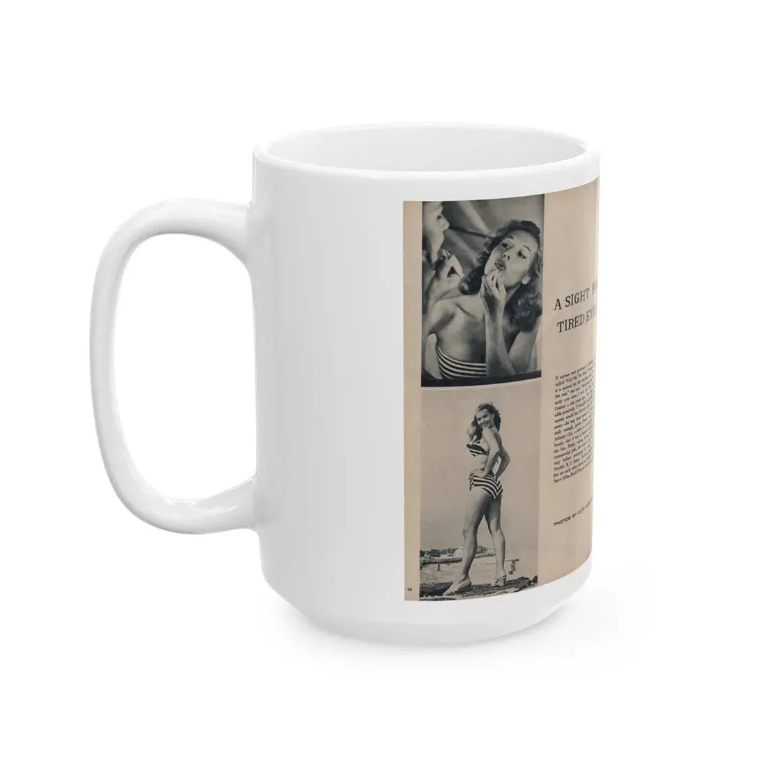 Penny Duncan #23 - [Pages 46 & 47] Pages 1 & 2 of 4 with, Penny+3 B&W Photos, Headline, Article & Caption from Climax Mag. Oct. '59 (Vintage Female Icon) White Coffee Mug - Go Mug Yourself
