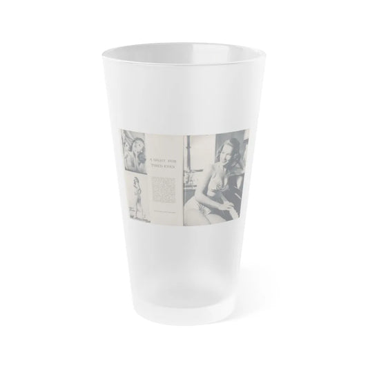 Penny Duncan #23 - [Pages 46 & 47] Pages 1 & 2 of 4 with, Penny+3 B&W Photos, Headline, Article & Caption from Climax Mag. Oct. '59 (Vintage Female Icon) Frosted Pint Glass 16oz-16oz-Frosted-Go Mug Yourself