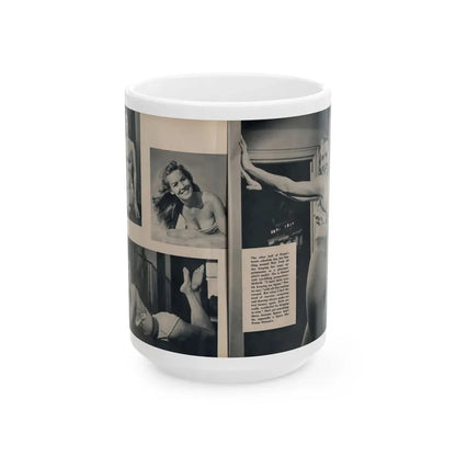 Penny Duncan #24 - [Pages 48 & 49] Pages 3 & 4 of 4 with, Penny+4 B&W Photos, Headline, Article & Caption from Climax Mag. Oct. '59 (Vintage Female Icon) White Coffee Mug 15oz - Go Mug Yourself