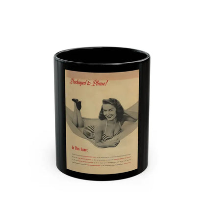 Penny Duncan #25 - Penny on Back Cover of Scamp Mag. Sept. '58 - 1 B&W Photo & Caption (Vintage Female Icon) Black Coffee Mug 11oz - Go Mug Yourself