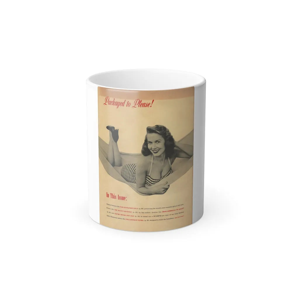 Penny Duncan #25 - Penny on Back Cover of Scamp Mag. Sept. '58 - 1 B&W Photo & Caption (Vintage Female Icons) Color Changing Mug 11oz-11oz-Go Mug Yourself