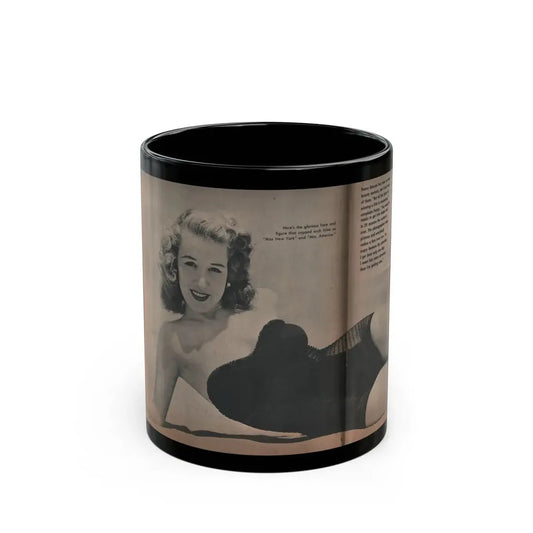 Penny Duncan #26 - [Pages 34  35] Pages 1 & 2 of 2 with, Penny+1 B&W Centerfold Photo, Caption & Paragraph from GALA Mag. Jan. '53 (Vintage Female Icon) Black Coffee Mug 11oz - Go Mug Yourself