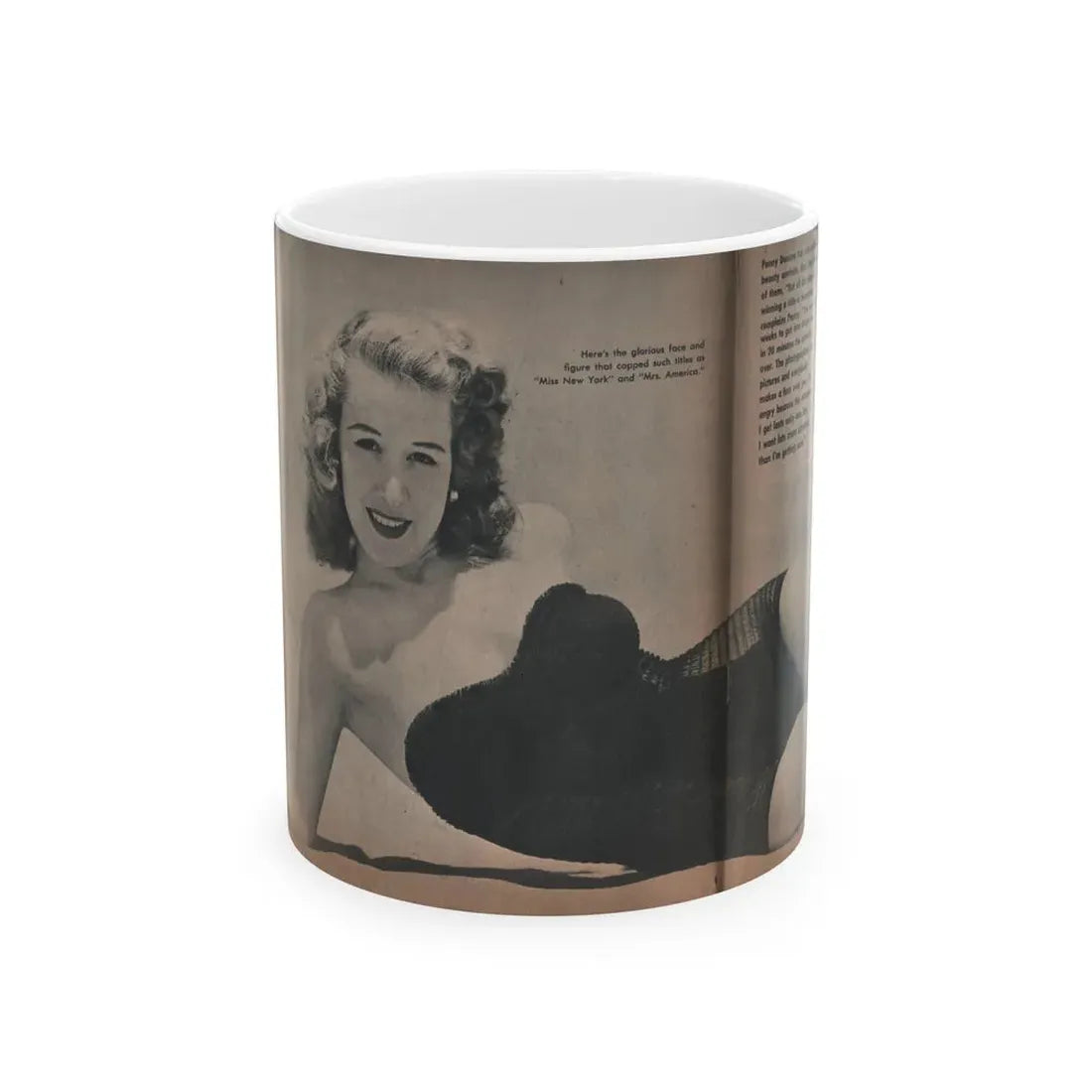 Penny Duncan #26 - [Pages 34  35] Pages 1 & 2 of 2 with, Penny+1 B&W Centerfold Photo, Caption & Paragraph from GALA Mag. Jan. '53 (Vintage Female Icon) White Coffee Mug 11oz - Go Mug Yourself