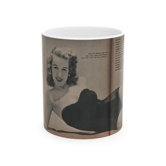 Penny Duncan #26 - [Pages 34  35] Pages 1 & 2 of 2 with, Penny+1 B&W Centerfold Photo, Caption & Paragraph from GALA Mag. Jan. '53 (Vintage Female Icon) White Coffee Mug 11oz - Go Mug Yourself