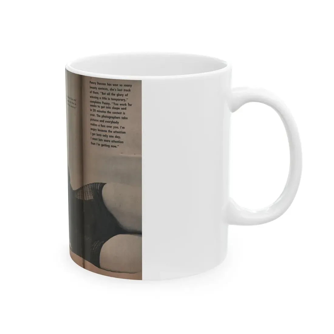 Penny Duncan #26 - [Pages 34  35] Pages 1 & 2 of 2 with, Penny+1 B&W Centerfold Photo, Caption & Paragraph from GALA Mag. Jan. '53 (Vintage Female Icon) White Coffee Mug - Go Mug Yourself