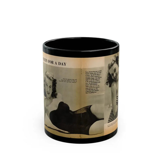 Penny Duncan #26 - [Pages 34  35] Pages 1 & 2 of 2 with, Penny+1 B&W Centerfold Photo, Caption & Paragraph from GALA Mag. Jan. '531 (Vintage Female Icon) Black Coffee Mug 11oz - Go Mug Yourself