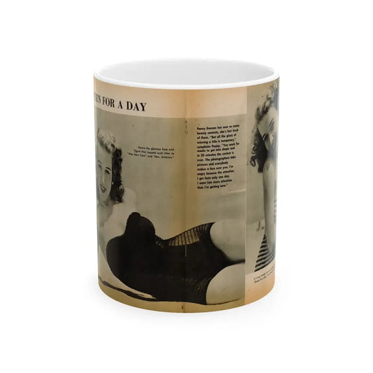 Penny Duncan #26 - [Pages 34  35] Pages 1 & 2 of 2 with, Penny+1 B&W Centerfold Photo, Caption & Paragraph from GALA Mag. Jan. '531 (Vintage Female Icon) White Coffee Mug 11oz - Go Mug Yourself
