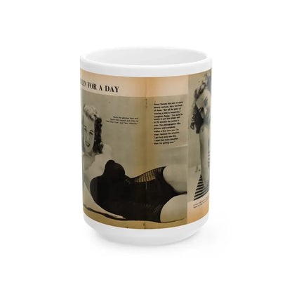 Penny Duncan #26 - [Pages 34  35] Pages 1 & 2 of 2 with, Penny+1 B&W Centerfold Photo, Caption & Paragraph from GALA Mag. Jan. '531 (Vintage Female Icon) White Coffee Mug 15oz - Go Mug Yourself