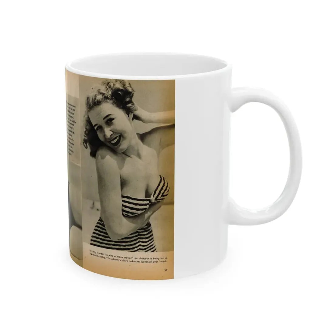 Penny Duncan #26 - [Pages 34  35] Pages 1 & 2 of 2 with, Penny+1 B&W Centerfold Photo, Caption & Paragraph from GALA Mag. Jan. '531 (Vintage Female Icon) White Coffee Mug - Go Mug Yourself