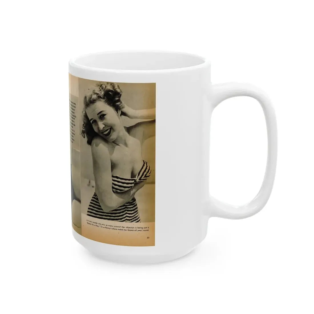 Penny Duncan #26 - [Pages 34  35] Pages 1 & 2 of 2 with, Penny+1 B&W Centerfold Photo, Caption & Paragraph from GALA Mag. Jan. '531 (Vintage Female Icon) White Coffee Mug - Go Mug Yourself
