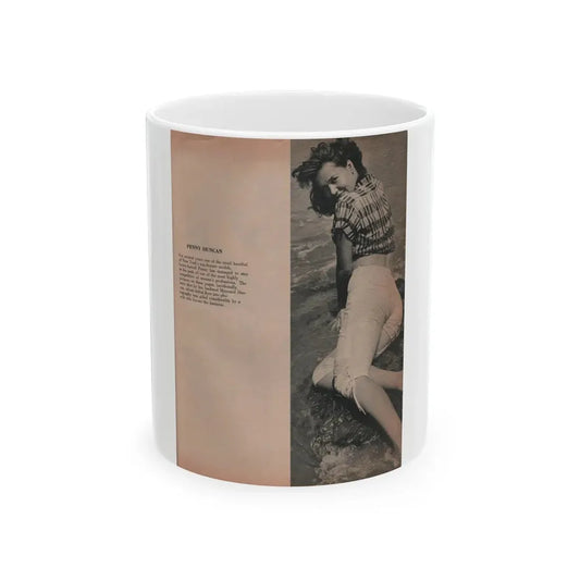 Penny Duncan #28 - [Pages ] Pages 2 of 2 with, Penny+1 B&W Photo & Brief Paragraph from Bachelor Pin-Ups Mag. Issue #01 '57 (Vintage Female Icon) White Coffee Mug 11oz - Go Mug Yourself