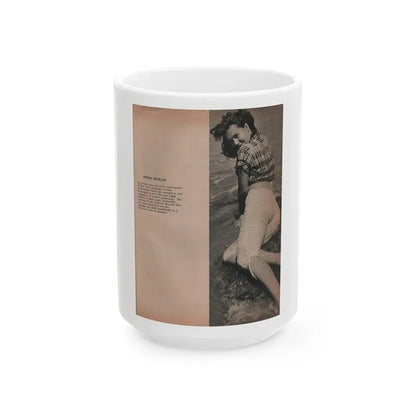 Penny Duncan #28 - [Pages ] Pages 2 of 2 with, Penny+1 B&W Photo & Brief Paragraph from Bachelor Pin-Ups Mag. Issue #01 '57 (Vintage Female Icon) White Coffee Mug 15oz - Go Mug Yourself