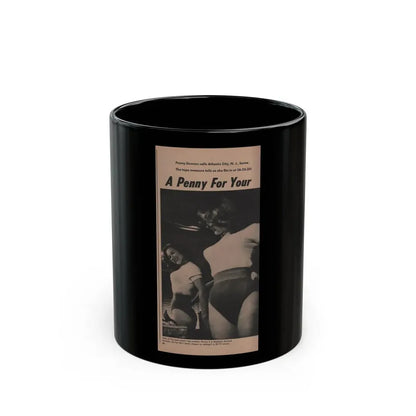 Penny Duncan #29 - Play Mag. 9-4-59 - 1 B&W Photo, Add & Caption (Vintage Female Icon) Black Coffee Mug 11oz - Go Mug Yourself