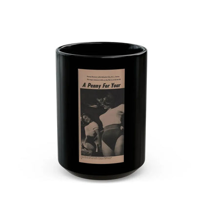 Penny Duncan #29 - Play Mag. 9-4-59 - 1 B&W Photo, Add & Caption (Vintage Female Icon) Black Coffee Mug 15oz - Go Mug Yourself