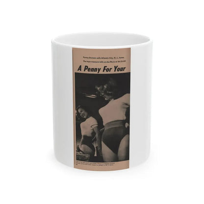 Penny Duncan #29 - Play Mag. 9-4-59 - 1 B&W Photo, Add & Caption (Vintage Female Icon) White Coffee Mug 11oz - Go Mug Yourself