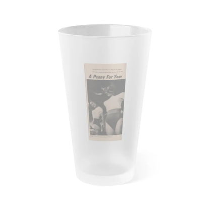 Penny Duncan #29 - Play Mag. 9-4-59 - 1 B&W Photo, Add & Caption (Vintage Female Icon) Frosted Pint Glass 16oz-16oz-Frosted-Go Mug Yourself