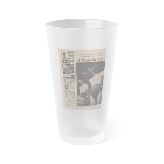 Penny Duncan #29 - Play Mag. 9-4-59 - 1 B&W Photo, Add & Caption1 (Vintage Female Icon) Frosted Pint Glass 16oz-16oz-Frosted-Go Mug Yourself