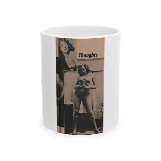 Penny Duncan #30 - Play Mag. 9-4-59 - 2 B&W Photos & Adds (Vintage Female Icon) White Coffee Mug 11oz - Go Mug Yourself