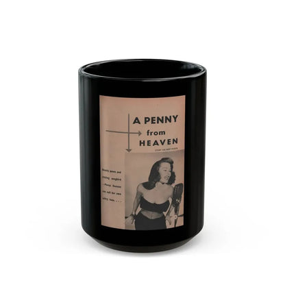 Penny Duncan #32 - [Pages 35] Pages 1 of 8 with, Penny+1 B&W Photo, Headline & Caption from EYE Digest Mag. March '54 (Vintage Female Icon) Black Coffee Mug 15oz - Go Mug Yourself