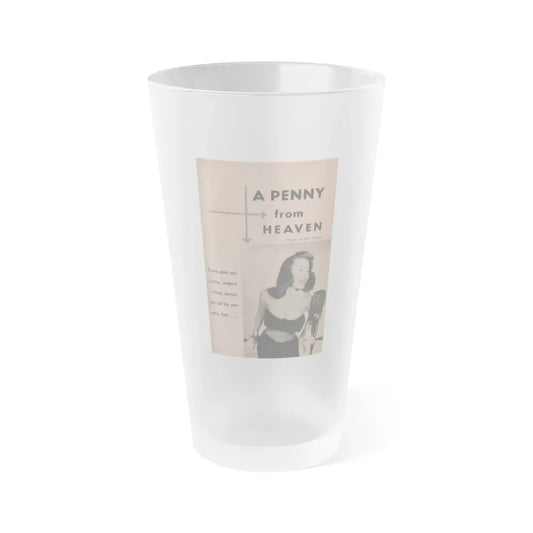 Penny Duncan #32 - [Pages 35] Pages 1 of 8 with, Penny+1 B&W Photo, Headline & Caption from EYE Digest Mag. March '54 (Vintage Female Icon) Frosted Pint Glass 16oz 16oz Frosted - Go Mug Yourself