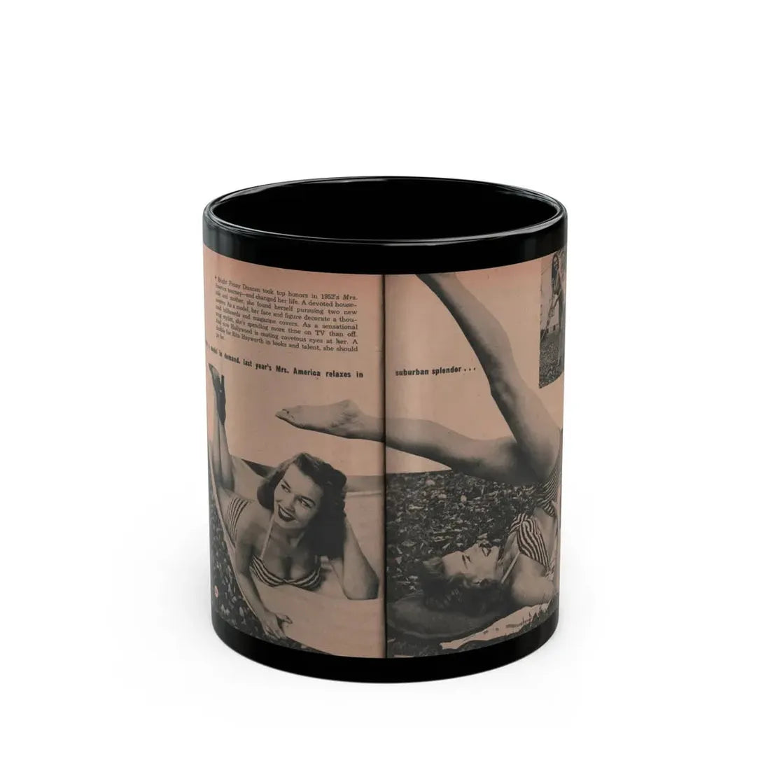 Penny Duncan #33 - [Pages 36 & 37] Pages 2 & 3 of 8 with, Penny+2 Pages 3 B&W Photos, Captions & Paragraph from EYE Digest Mag. March '54 (Vintage Female Icon) Black Coffee Mug 11oz - Go Mug Yourself