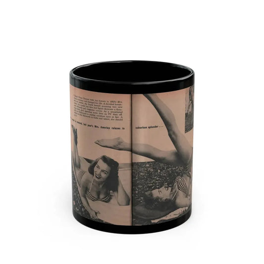 Penny Duncan #33 - [Pages 36 & 37] Pages 2 & 3 of 8 with, Penny+2 Pages 3 B&W Photos, Captions & Paragraph from EYE Digest Mag. March '54 (Vintage Female Icon) Black Coffee Mug 11oz - Go Mug Yourself