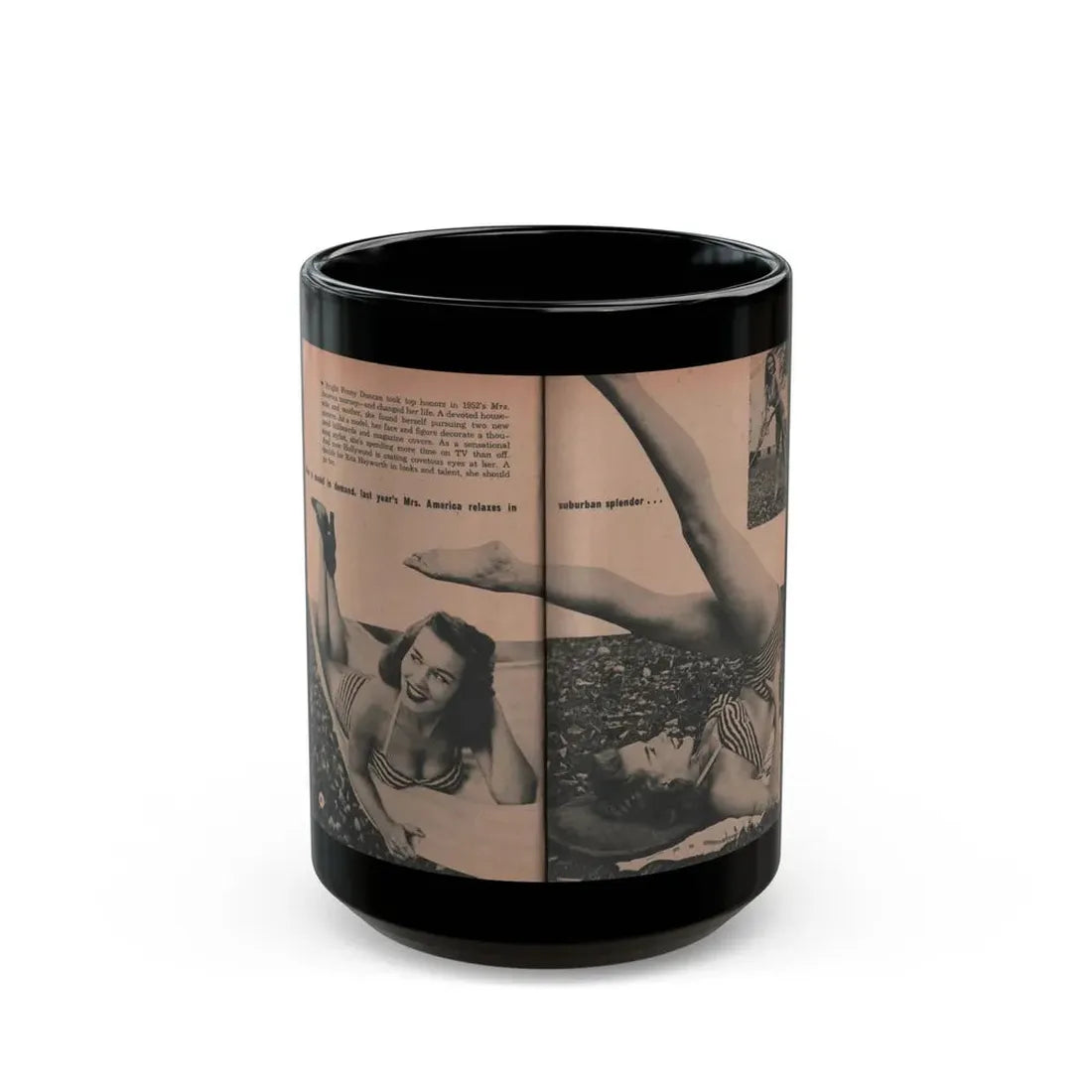 Penny Duncan #33 - [Pages 36 & 37] Pages 2 & 3 of 8 with, Penny+2 Pages 3 B&W Photos, Captions & Paragraph from EYE Digest Mag. March '54 (Vintage Female Icon) Black Coffee Mug 15oz - Go Mug Yourself