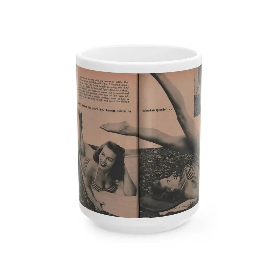 Penny Duncan #33 - [Pages 36 & 37] Pages 2 & 3 of 8 with, Penny+2 Pages 3 B&W Photos, Captions & Paragraph from EYE Digest Mag. March '54 (Vintage Female Icon) White Coffee Mug 15oz - Go Mug Yourself