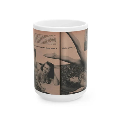 Penny Duncan #33 - [Pages 36 & 37] Pages 2 & 3 of 8 with, Penny+2 Pages 3 B&W Photos, Captions & Paragraph from EYE Digest Mag. March '54 (Vintage Female Icon) White Coffee Mug 15oz - Go Mug Yourself