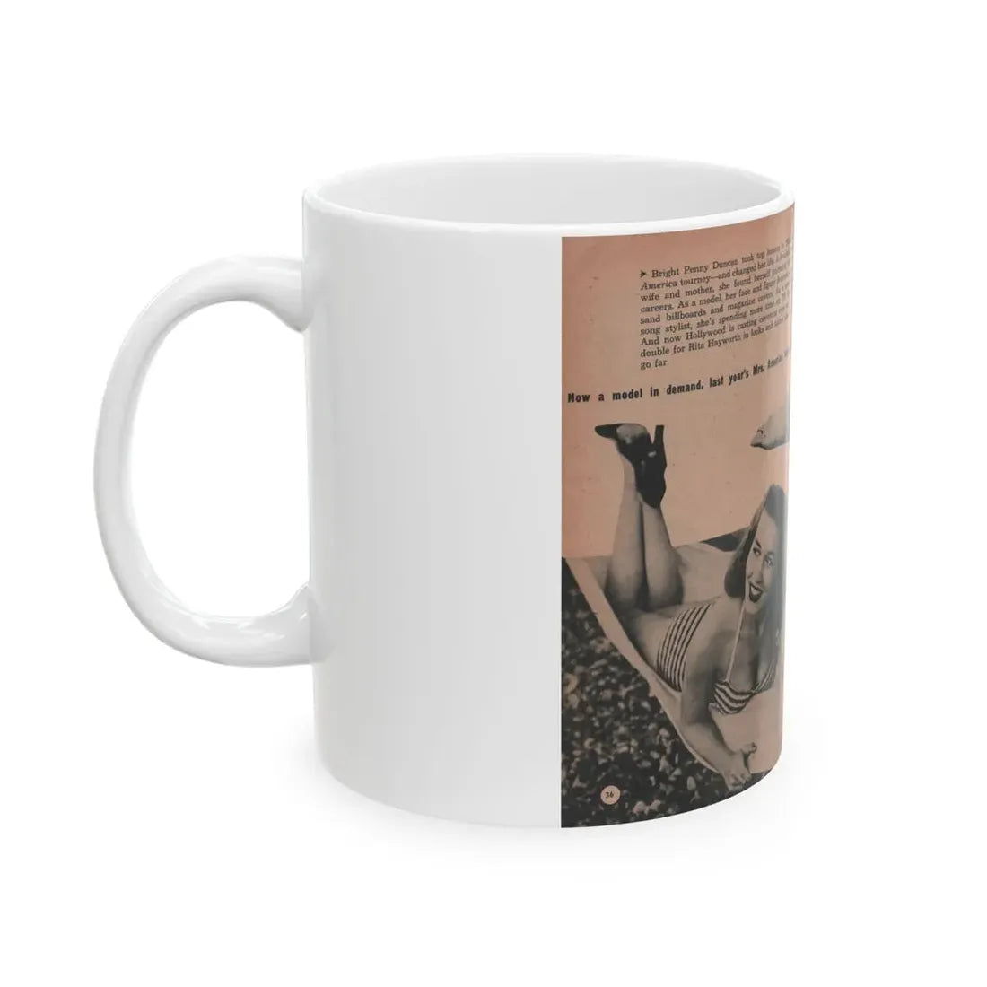 Penny Duncan #33 - [Pages 36 & 37] Pages 2 & 3 of 8 with, Penny+2 Pages 3 B&W Photos, Captions & Paragraph from EYE Digest Mag. March '54 (Vintage Female Icon) White Coffee Mug - Go Mug Yourself
