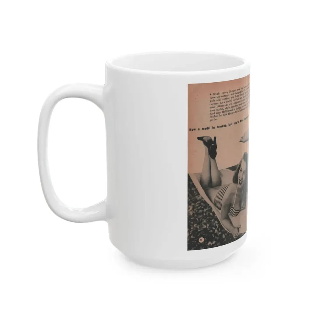 Penny Duncan #33 - [Pages 36 & 37] Pages 2 & 3 of 8 with, Penny+2 Pages 3 B&W Photos, Captions & Paragraph from EYE Digest Mag. March '54 (Vintage Female Icon) White Coffee Mug - Go Mug Yourself