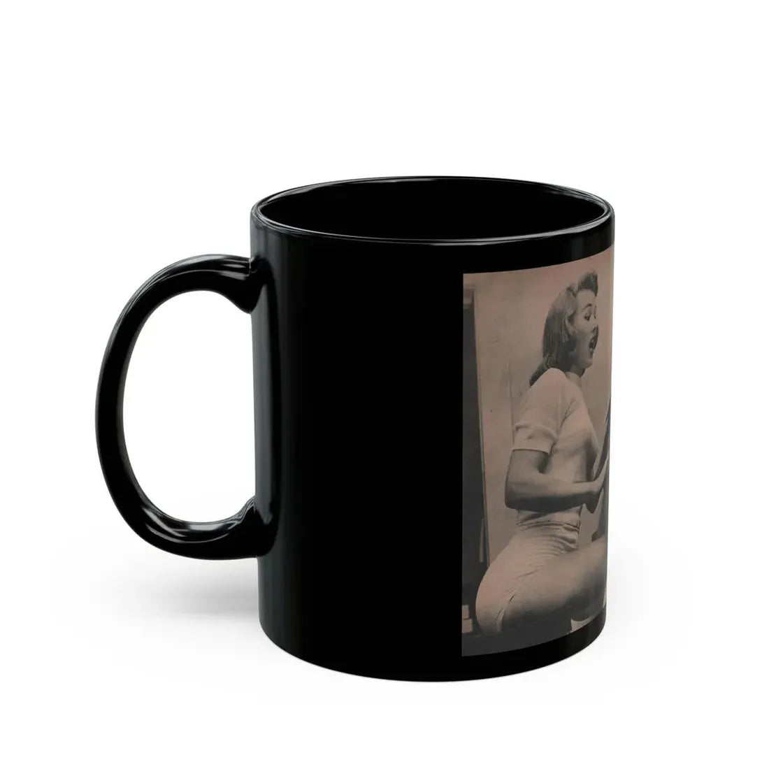 Penny Duncan #34 - [Pages 38 & 39] Pages 4 & 5 of 8 with, Penny+5 B&W Photos & 2 Captions from EYE Digest Mag. March '54 (Vintage Female Icon) Black Coffee Mug - Go Mug Yourself
