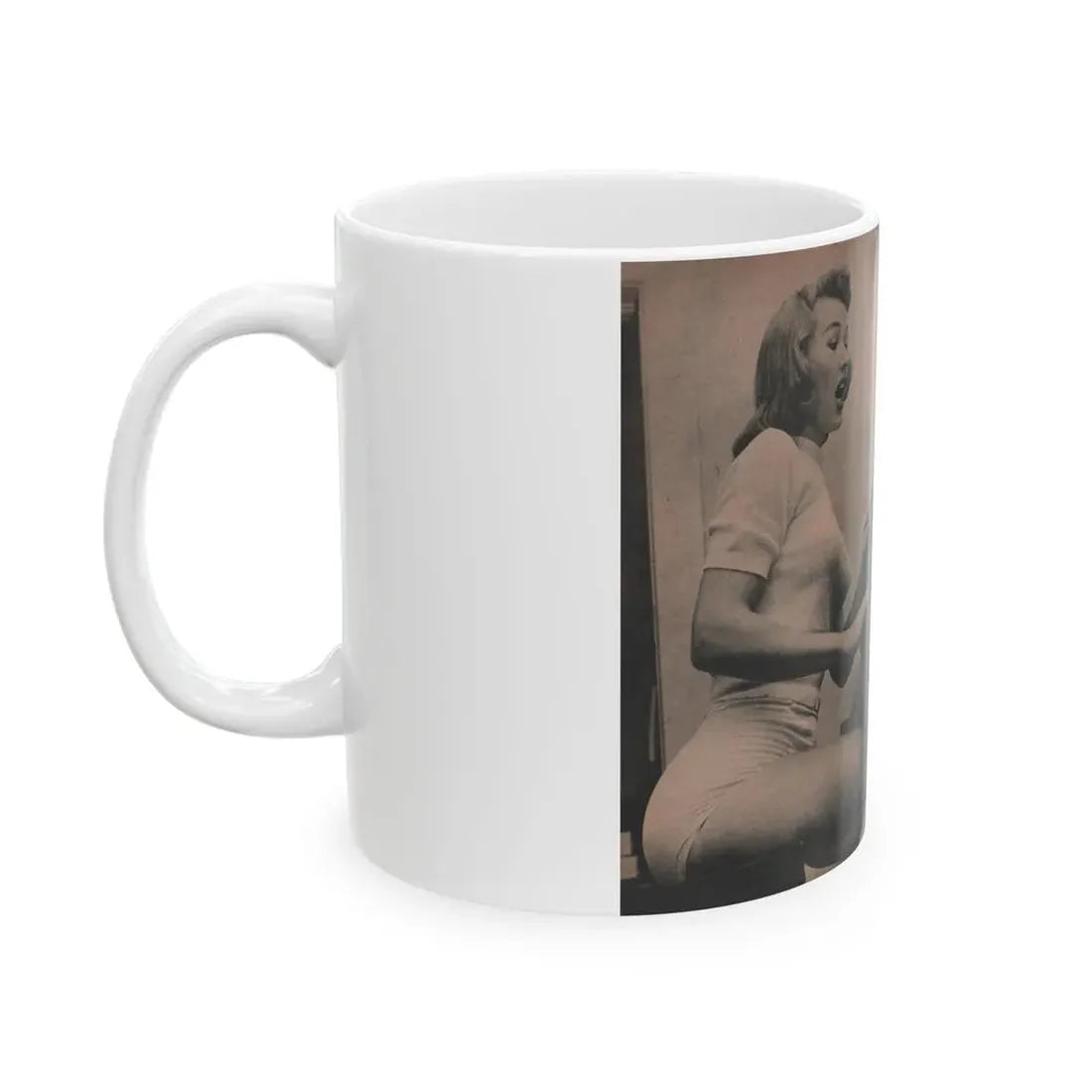 Penny Duncan #34 - [Pages 38 & 39] Pages 4 & 5 of 8 with, Penny+5 B&W Photos & 2 Captions from EYE Digest Mag. March '54 (Vintage Female Icon) White Coffee Mug - Go Mug Yourself
