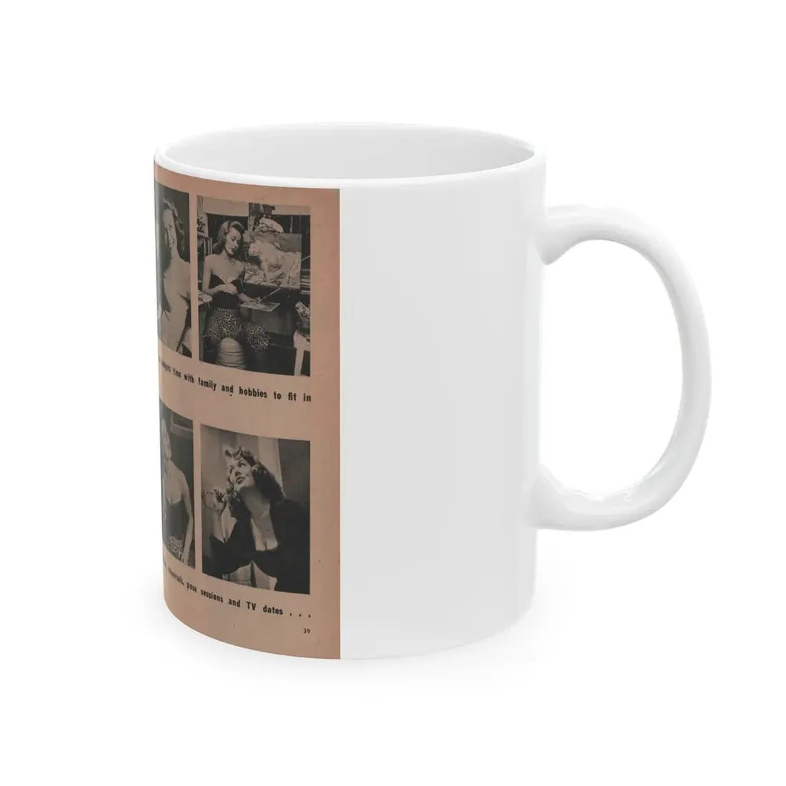 Penny Duncan #34 - [Pages 38 & 39] Pages 4 & 5 of 8 with, Penny+5 B&W Photos & 2 Captions from EYE Digest Mag. March '54 (Vintage Female Icon) White Coffee Mug - Go Mug Yourself