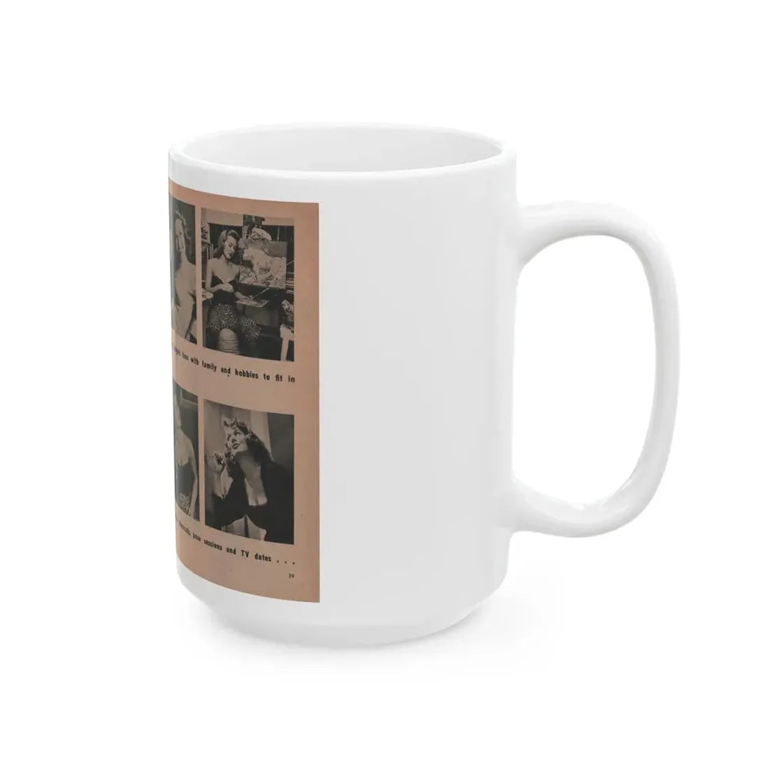 Penny Duncan #34 - [Pages 38 & 39] Pages 4 & 5 of 8 with, Penny+5 B&W Photos & 2 Captions from EYE Digest Mag. March '54 (Vintage Female Icon) White Coffee Mug - Go Mug Yourself