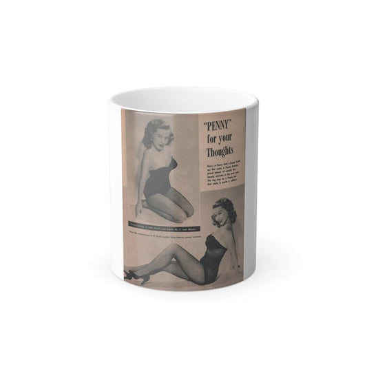 Penny Duncan #43 - [Page 4] Pages 1 of 2 with, Penny+2 B&W Photos, Captions & Short Snippet from GALA Mag. Sept. '52 (Vintage Female Icons) Color Changing Mug 11oz-11oz-Go Mug Yourself