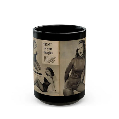 Penny Duncan #45 - [Pages 4 & 5] Pages 1 & 2 of 2 with, Penny+2 B&W Photos, Captions & Short Snippet from GALA Mag. Sept. '52 (Vintage Female Icon) Black Coffee Mug 15oz - Go Mug Yourself