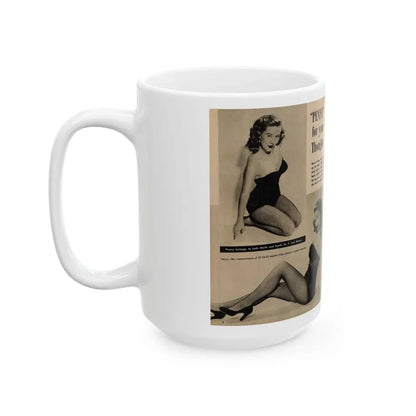 Penny Duncan #45 - [Pages 4 & 5] Pages 1 & 2 of 2 with, Penny+2 B&W Photos, Captions & Short Snippet from GALA Mag. Sept. '52 (Vintage Female Icon) White Coffee Mug - Go Mug Yourself