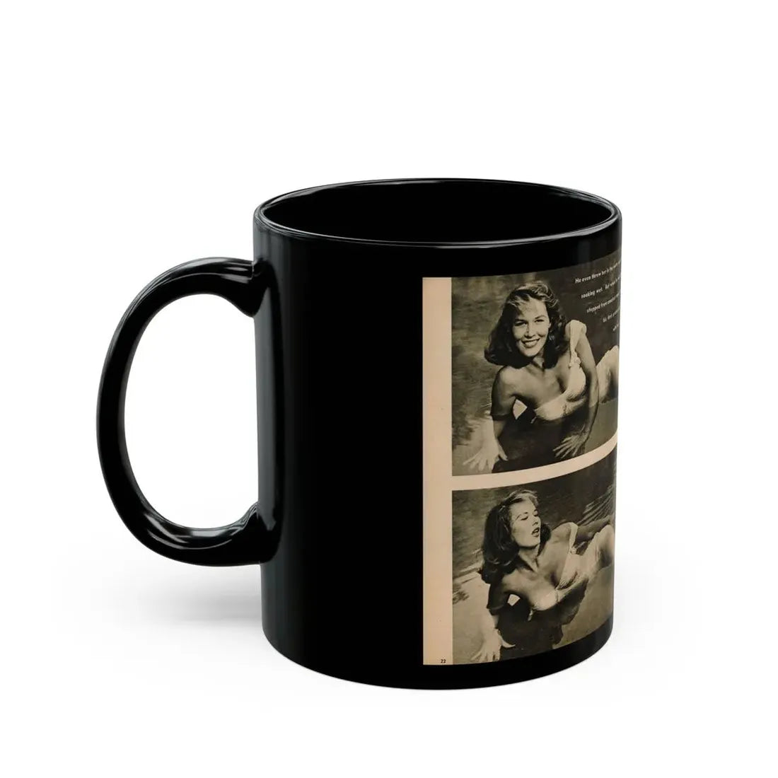 Penny Duncan #48 - [Pages 22 & 23] Pages 3 & 4 of 4 with, Penny+3 B&W Photos & 1 Caption from Stag Mag. April '56 (Vintage Female Icon) Black Coffee Mug - Go Mug Yourself