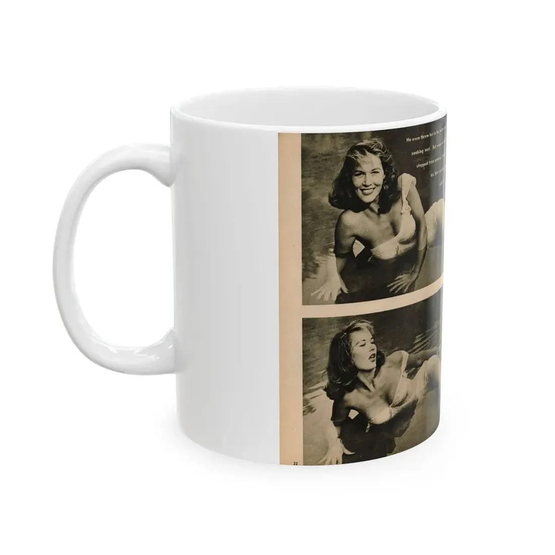 Penny Duncan #48 - [Pages 22 & 23] Pages 3 & 4 of 4 with, Penny+3 B&W Photos & 1 Caption from Stag Mag. April '56 (Vintage Female Icon) White Coffee Mug - Go Mug Yourself