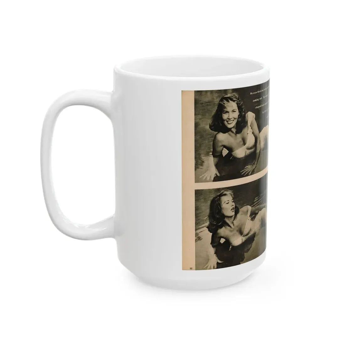 Penny Duncan #48 - [Pages 22 & 23] Pages 3 & 4 of 4 with, Penny+3 B&W Photos & 1 Caption from Stag Mag. April '56 (Vintage Female Icon) White Coffee Mug - Go Mug Yourself