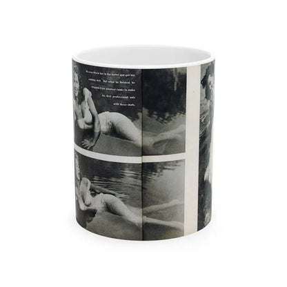 Penny Duncan #48 - [Pages 22 & 23] Pages 3 & 4 of 4 with, Penny+3 B&W Photos & 1 Caption from Stag Mag. April '561 (Vintage Female Icon) White Coffee Mug 11oz - Go Mug Yourself