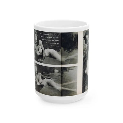 Penny Duncan #48 - [Pages 22 & 23] Pages 3 & 4 of 4 with, Penny+3 B&W Photos & 1 Caption from Stag Mag. April '561 (Vintage Female Icon) White Coffee Mug 15oz - Go Mug Yourself