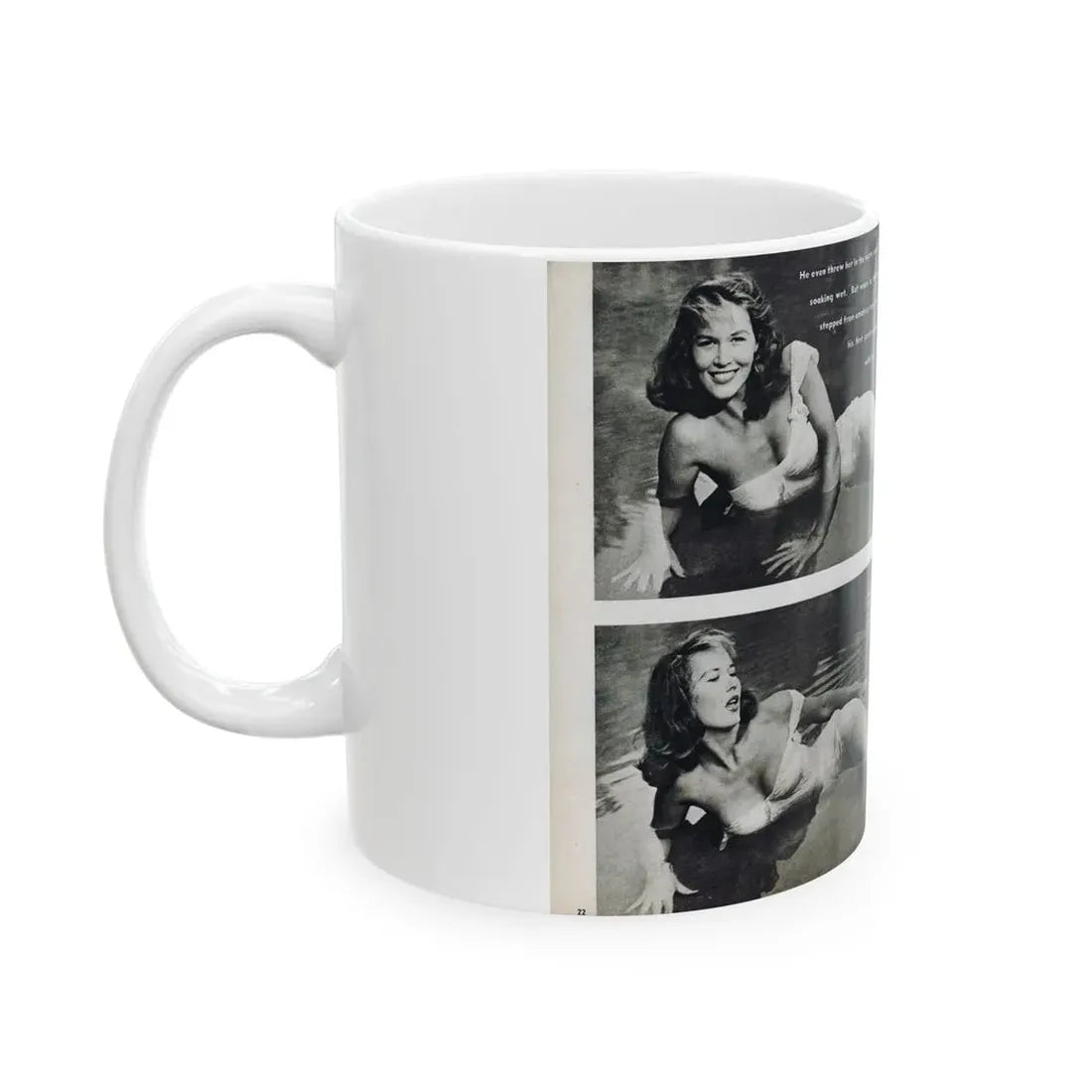 Penny Duncan #48 - [Pages 22 & 23] Pages 3 & 4 of 4 with, Penny+3 B&W Photos & 1 Caption from Stag Mag. April '561 (Vintage Female Icon) White Coffee Mug - Go Mug Yourself