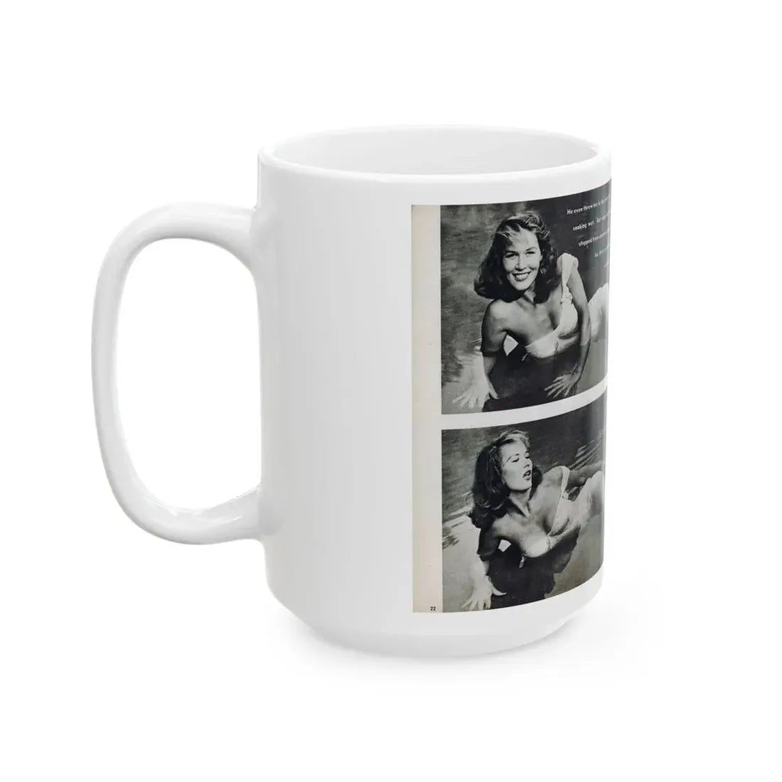 Penny Duncan #48 - [Pages 22 & 23] Pages 3 & 4 of 4 with, Penny+3 B&W Photos & 1 Caption from Stag Mag. April '561 (Vintage Female Icon) White Coffee Mug - Go Mug Yourself