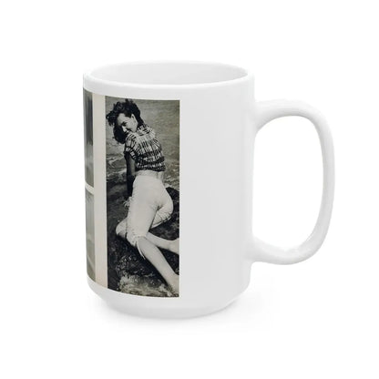 Penny Duncan #48 - [Pages 22 & 23] Pages 3 & 4 of 4 with, Penny+3 B&W Photos & 1 Caption from Stag Mag. April '561 (Vintage Female Icon) White Coffee Mug - Go Mug Yourself