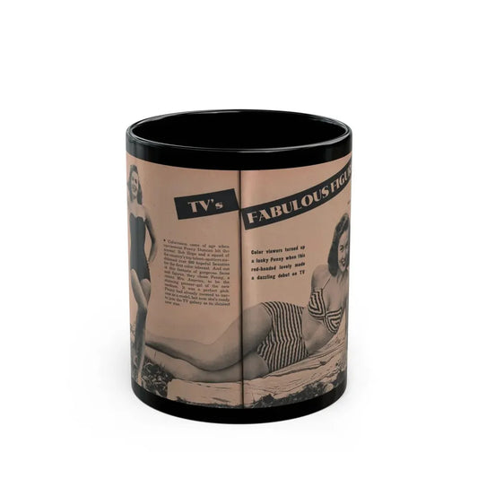 Penny Duncan #49 - [Pages 32 & 33] Pages 1 & 2 of 7 with, 2 B&W Photos, Caption & Info from PHOTO Digest Mag. May '54 (Vintage Female Icon) Black Coffee Mug 11oz - Go Mug Yourself