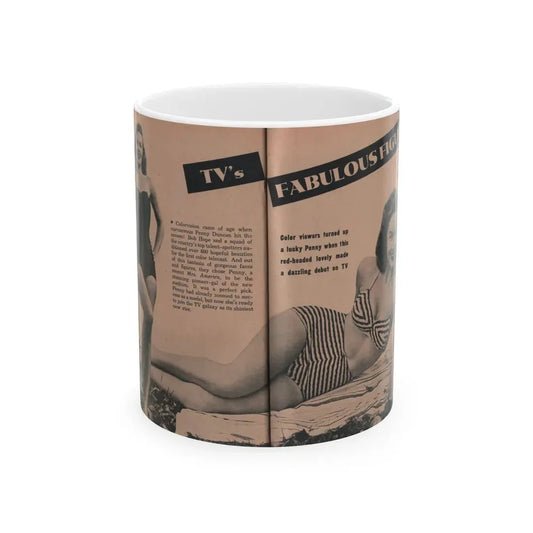 Penny Duncan #49 - [Pages 32 & 33] Pages 1 & 2 of 7 with, 2 B&W Photos, Caption & Info from PHOTO Digest Mag. May '54 (Vintage Female Icon) White Coffee Mug 11oz - Go Mug Yourself